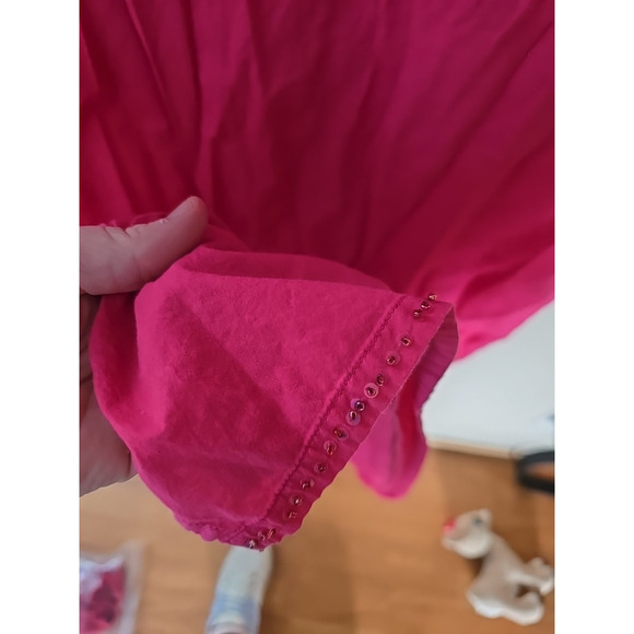 Somo Pink Embroidered Beaded Long Sleeve Indian Kurta Dress Womans Size 3 - Picture 4 of 6